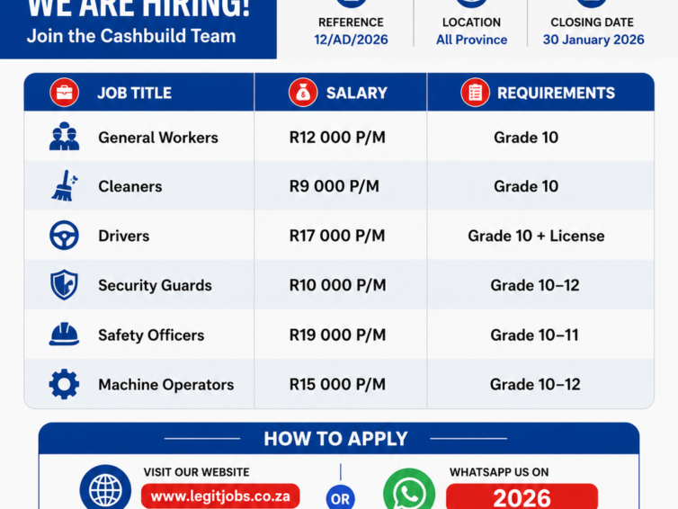 Cashbuild: General Assistant and Cashiers