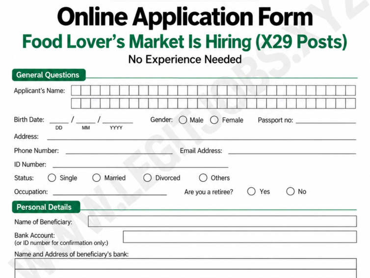 FOOD LOVERS: Cashiers/ General Assistant
