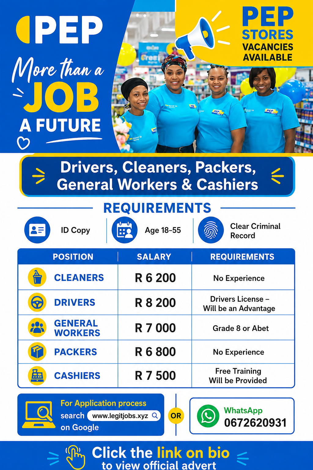 Packer Cleaner PEP STORE: We Are Hiring. Cashiers, Store Packer, Cleaners And ...