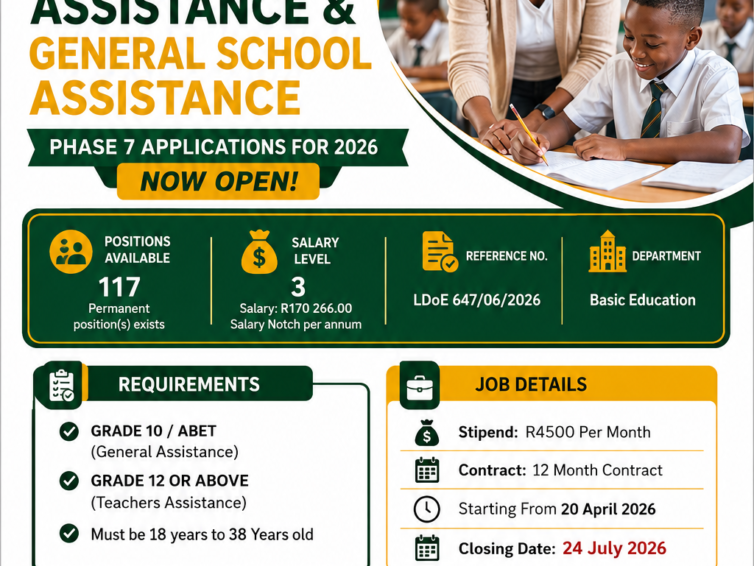 Job Opportunity: Teacher’s Assistant & General School Assistant (2026 Intake)