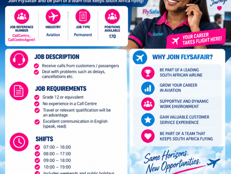 FlySafair Call Centre Agents 2026