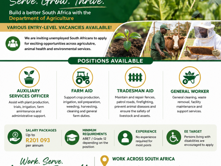 DEPARTMENT OF AGRICULTURE: GENERAL WORKER, AUXILIARY SERVICES OFFICER