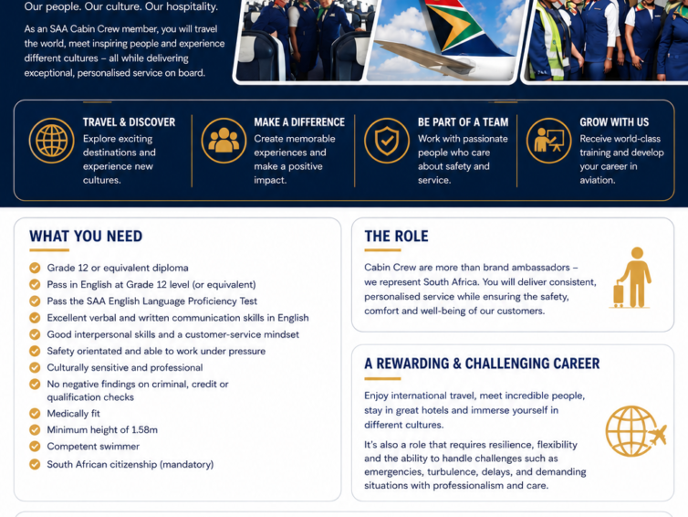 South African Airways Cabin Crew Opportunities