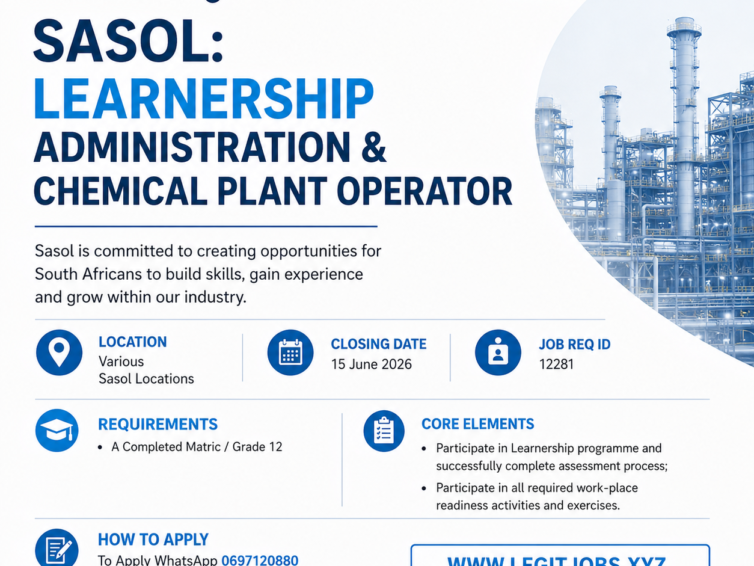 SASOL: Learnership Administration & Chemical Plant Operator