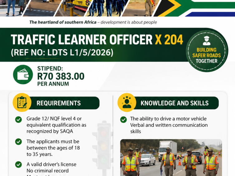Limpopo Provincial Government Traffic Learner Officer Learnership 2026 (204 Opportunities)