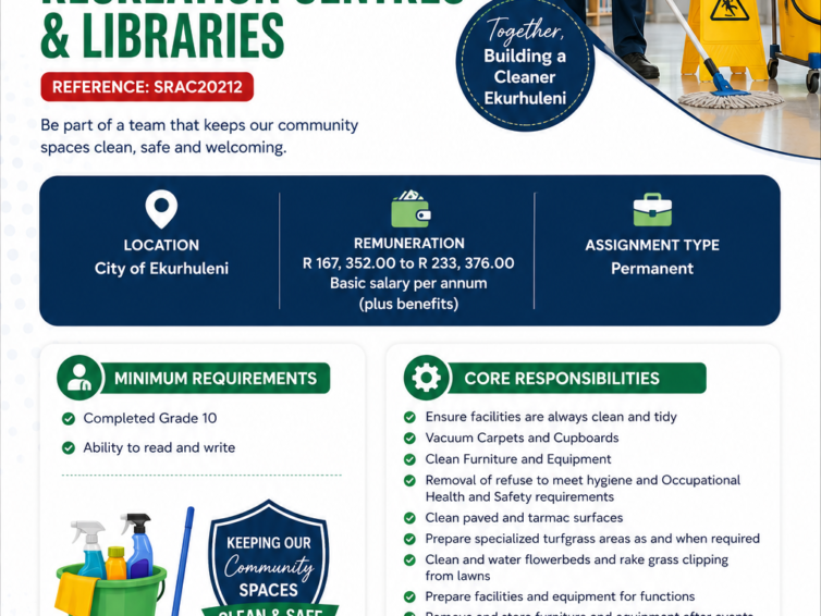 General Worker: Recreation Centres & Libraries (SRAC20212)