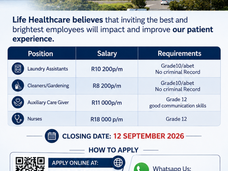 Life Healthcare: Cleaners & Laundry Assistant and Porter