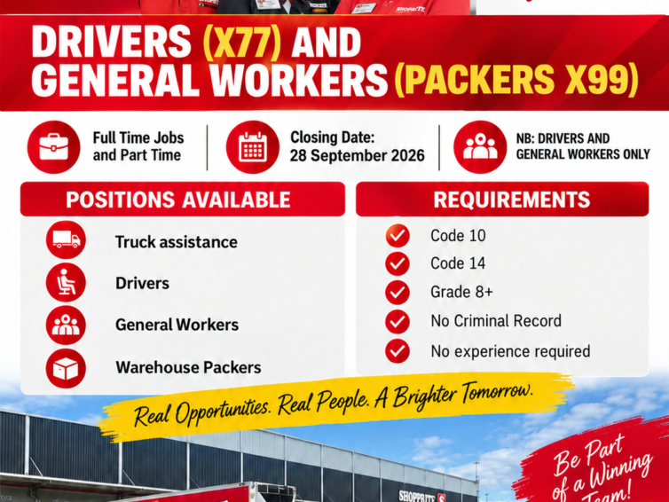 Shoprite Drivers & General Workers Vacancies 2026 – Apply Online